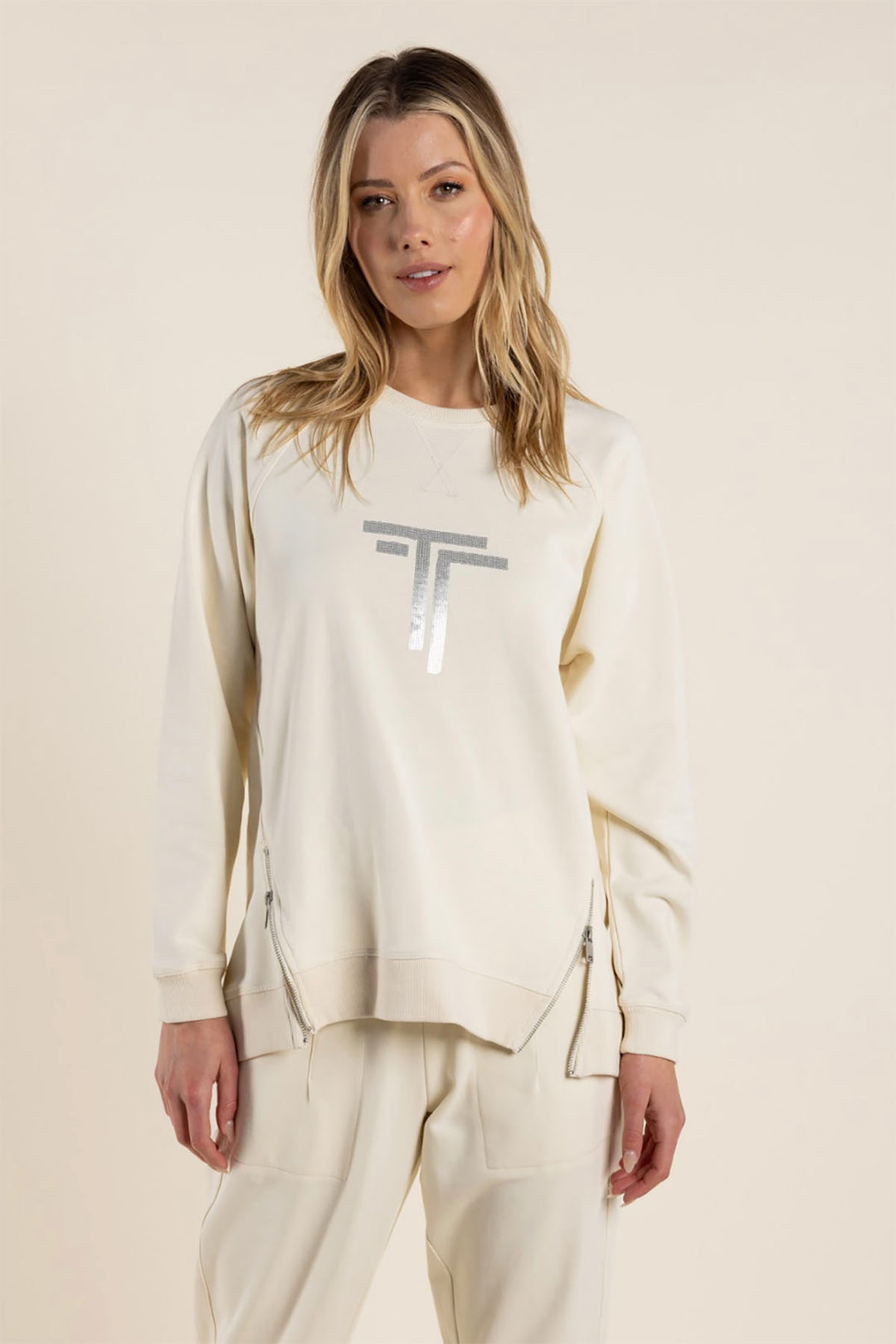 Katarina Zip Sweater - Ivory  - TT38