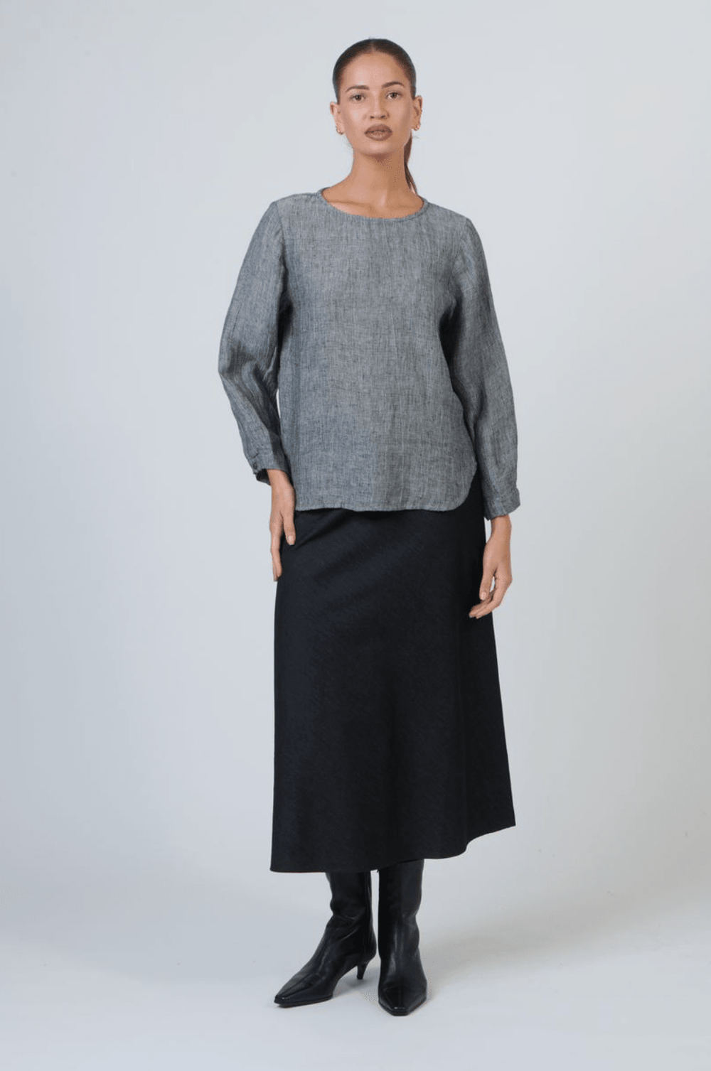 Katie Linen Top - Cinder - OJ52 - Pizazz BoutiqueNaturals By O & J