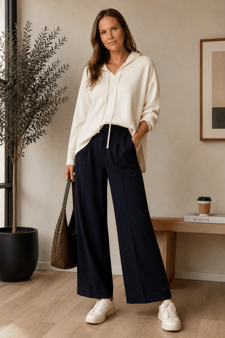 Kimmy Ponti Wide Leg Pant - Navy - CL11 - Pizazz BoutiqueClarity