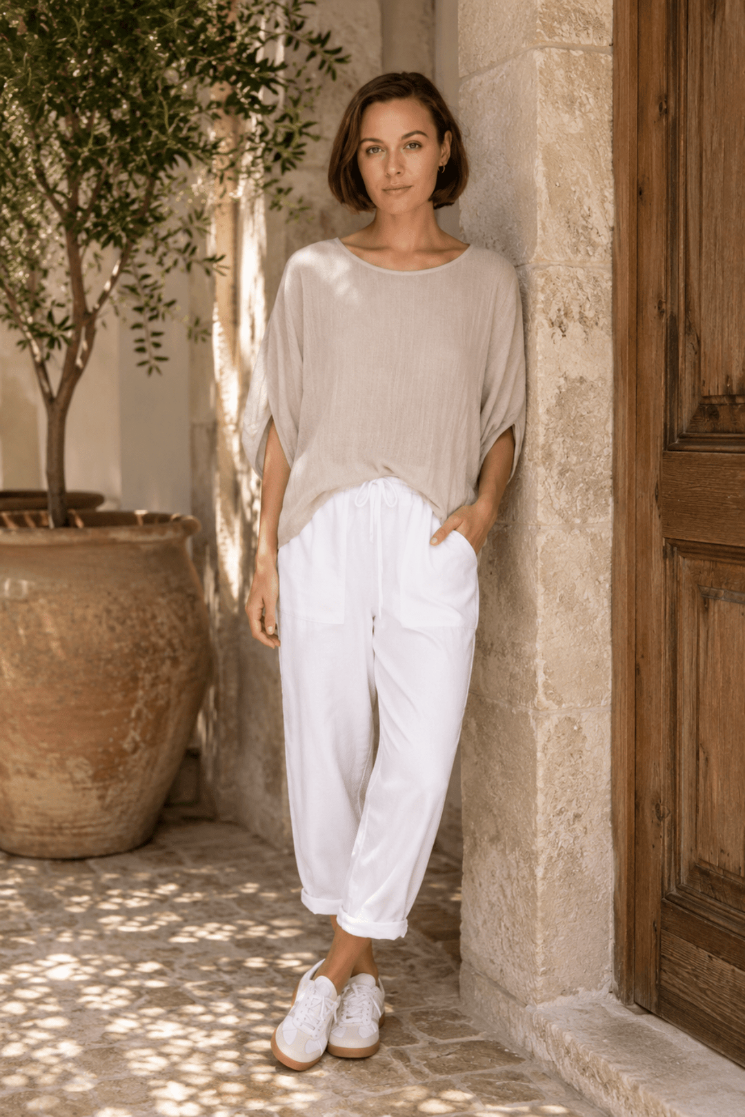 Koa Slouch Top - Beige - CB87 - Pizazz BoutiqueCarbon The Label