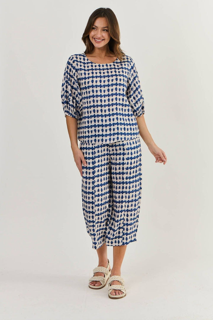 Kyleigh Crop Linen Pant - Delta Blot - OJ32 - Pizazz BoutiqueNaturals By O & J