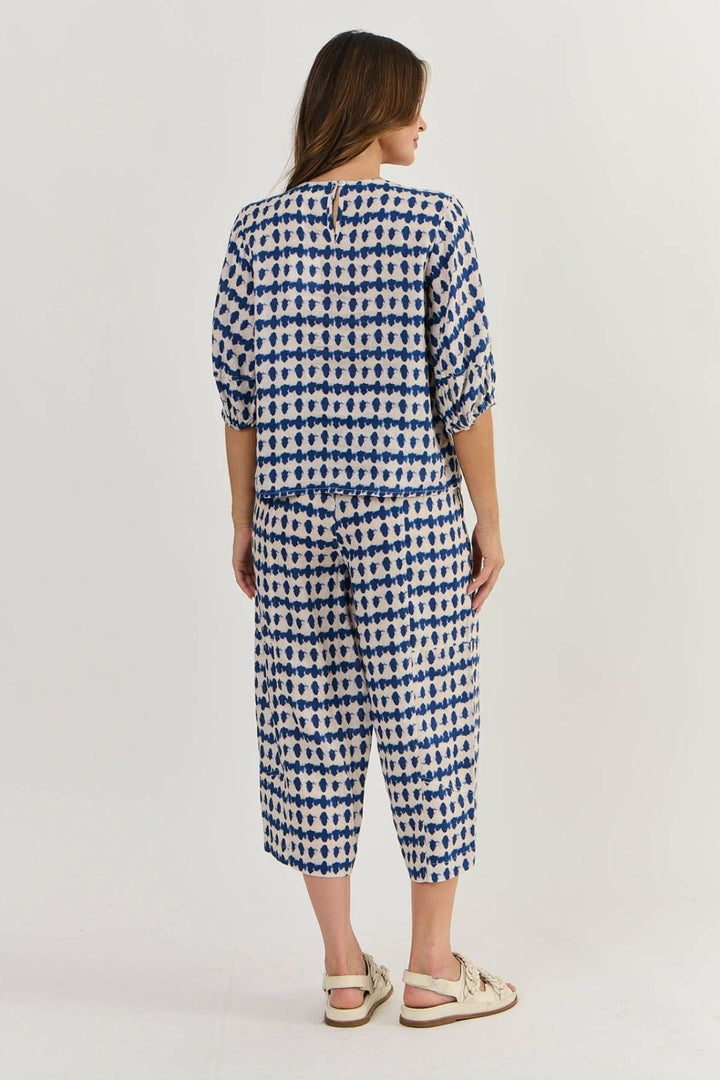 Kyleigh Crop Linen Pant - Delta Blot - OJ32 - Pizazz BoutiqueNaturals By O & J