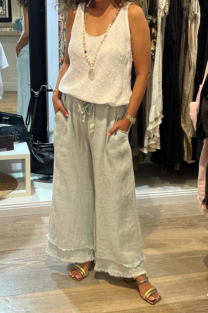 Lara Linen Pants - Perla - CT1 - Pizazz BoutiqueCest Parfait
