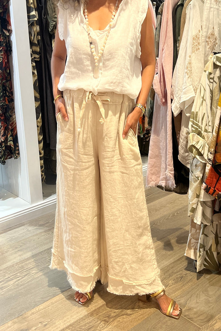 Lara Linen Pants - Sabbia - CT1 - Pizazz BoutiqueCest Parfait