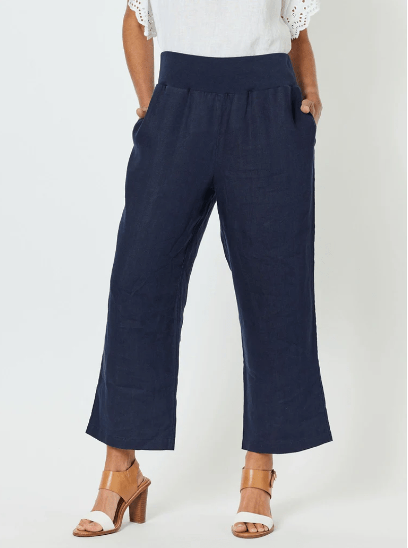 Lara Wide Leg Linen Pants - Navy - GS5 - Pizazz BoutiqueGordon smith