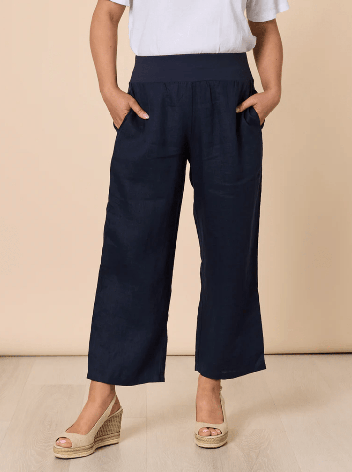 Lara Wide Leg Linen Pants - Navy - GS5 - Pizazz BoutiqueGordon smith