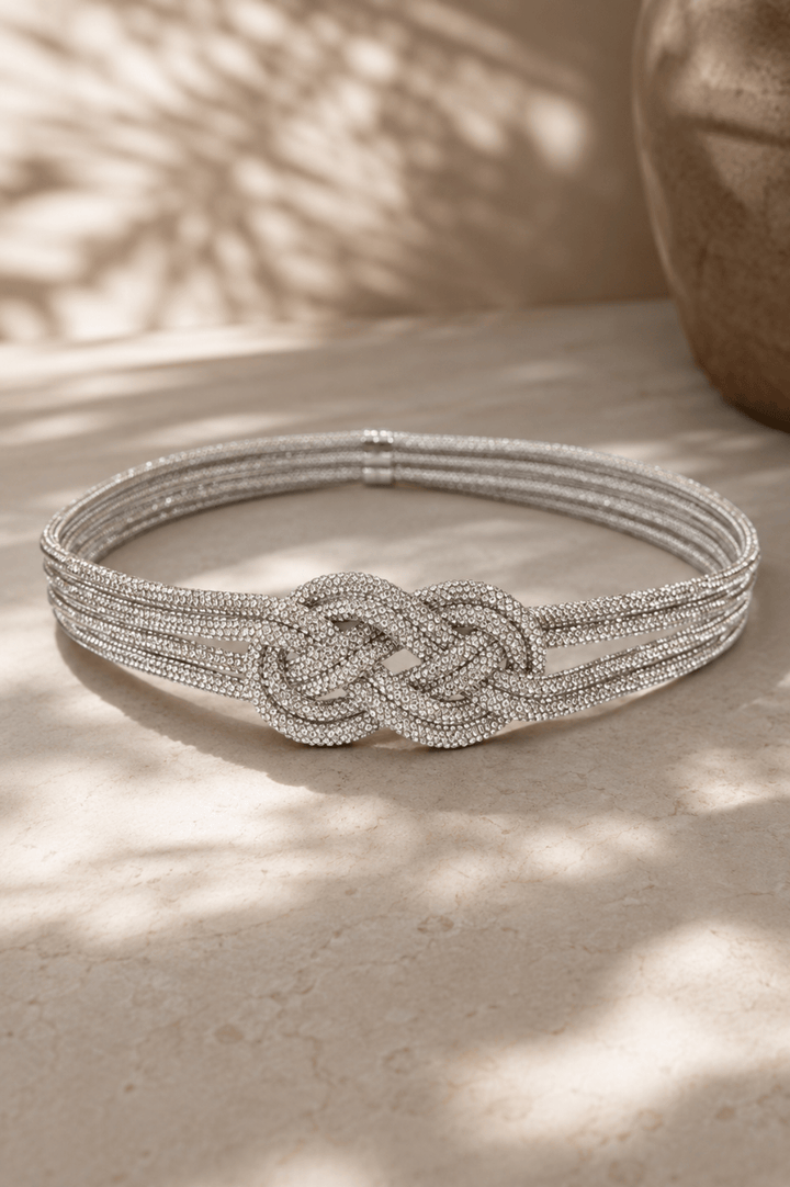 Large Double Knot Diamante Belt - AD57 - Pizazz BoutiqueAdorne