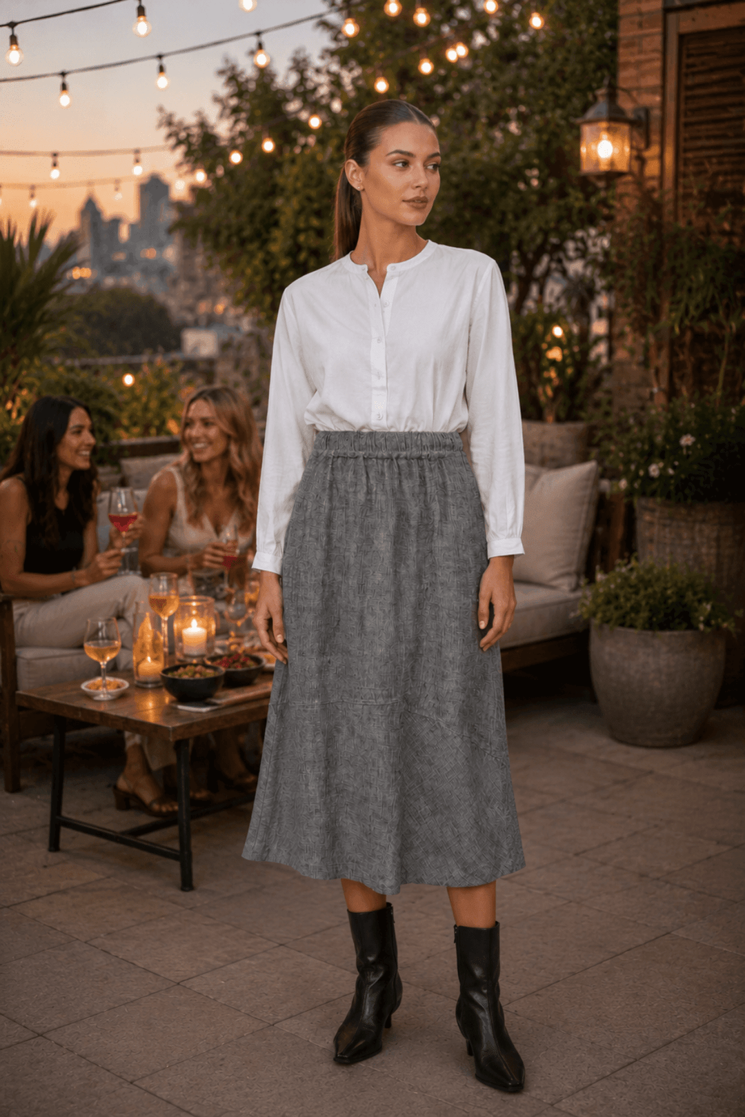 Leah Skirt - Cinder - OJ42 - Pizazz BoutiqueNaturals By O & J