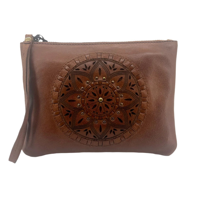 Leather Wristlet Bag - Tan - ML1 - Pizazz BoutiqueModapelle