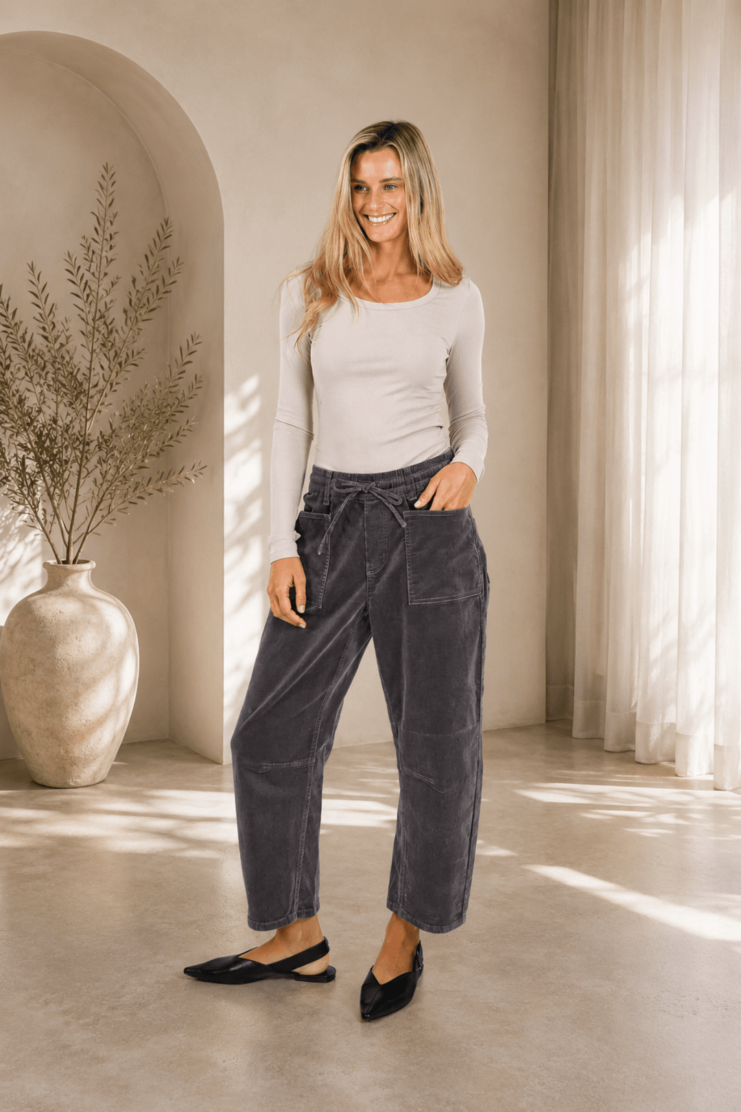 Leo Barrel Cord Jeans - Smoke Charcoal - MC10 - Pizazz BoutiqueMonaco Jeans