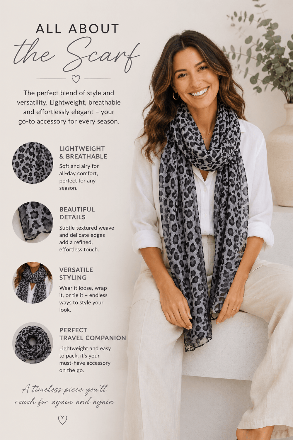 Leo Scarf -Grey - FR19 - Pizazz BoutiqueFree Spirit