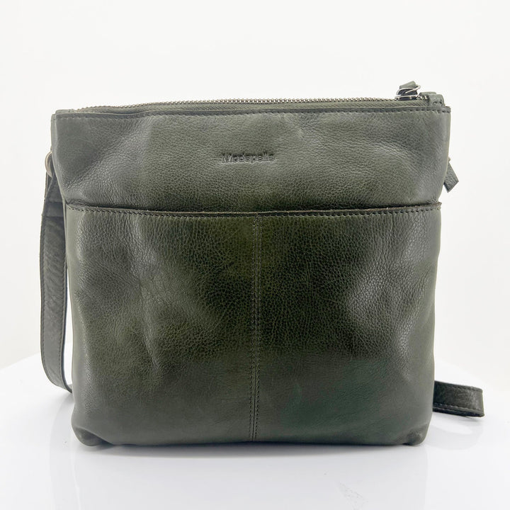 Leonie Leather Cross Bag - Olive - ML23 - Pizazz BoutiqueModapelle