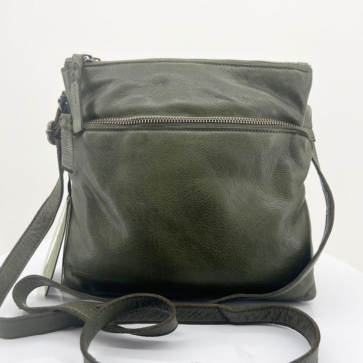 Leonie Leather Cross Bag - Olive - ML23 - Pizazz BoutiqueModapelle