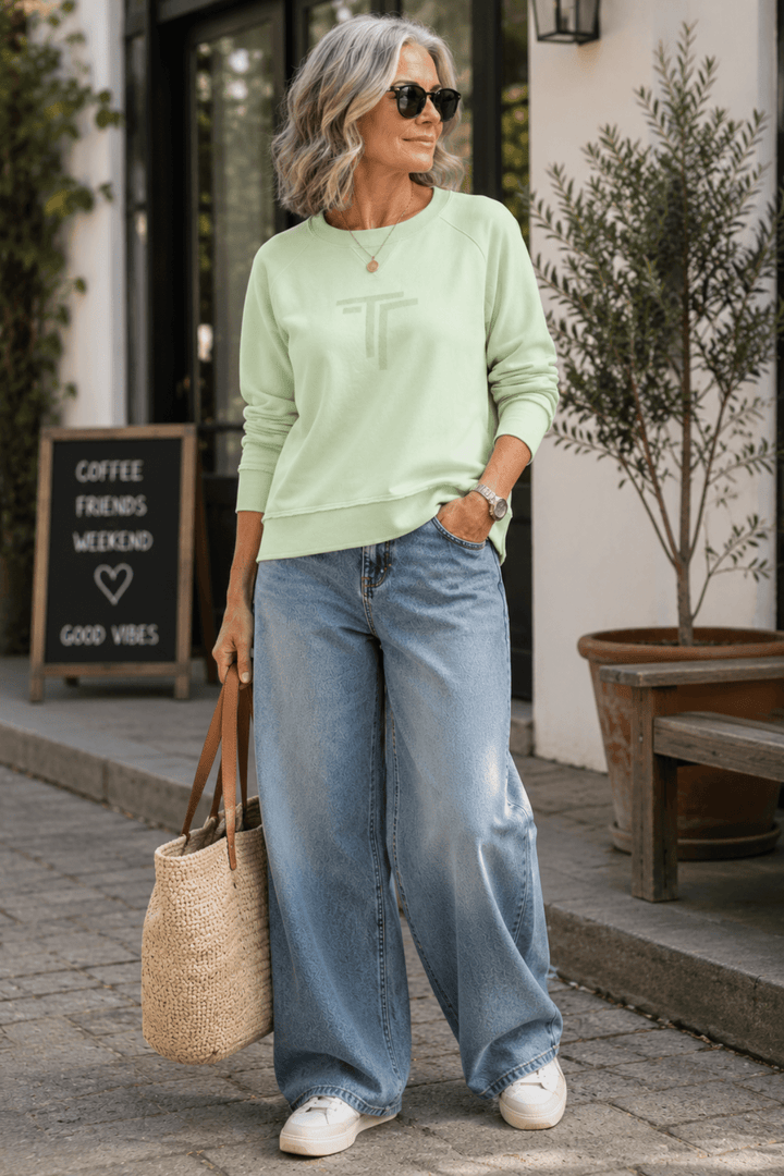 Leza Sweat Top - Pistachio - TT19 - Pizazz BoutiqueTwo - T's