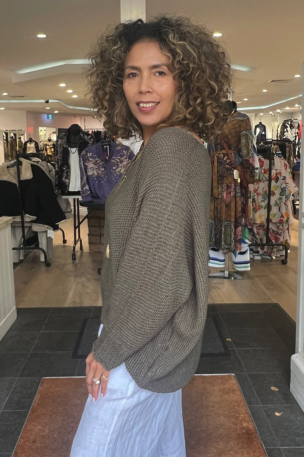 Lilia Knit - Khaki - CG54 - Pizazz BoutiqueCindy G