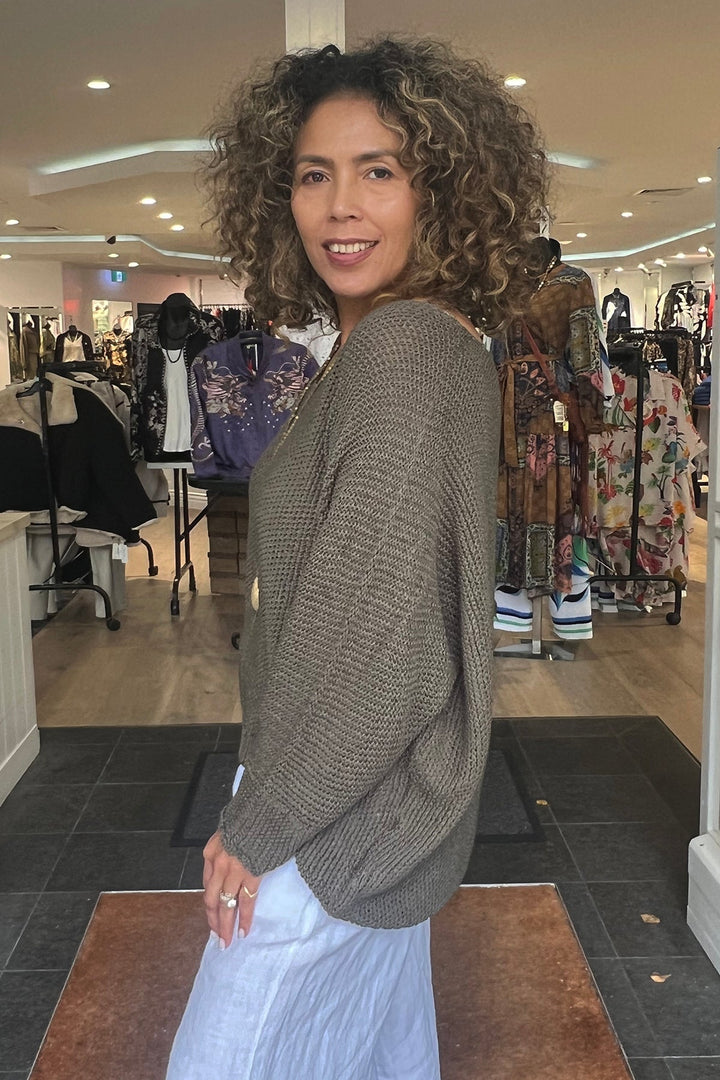 Lilia Knit - Khaki - CG54 - Pizazz BoutiqueCindy G