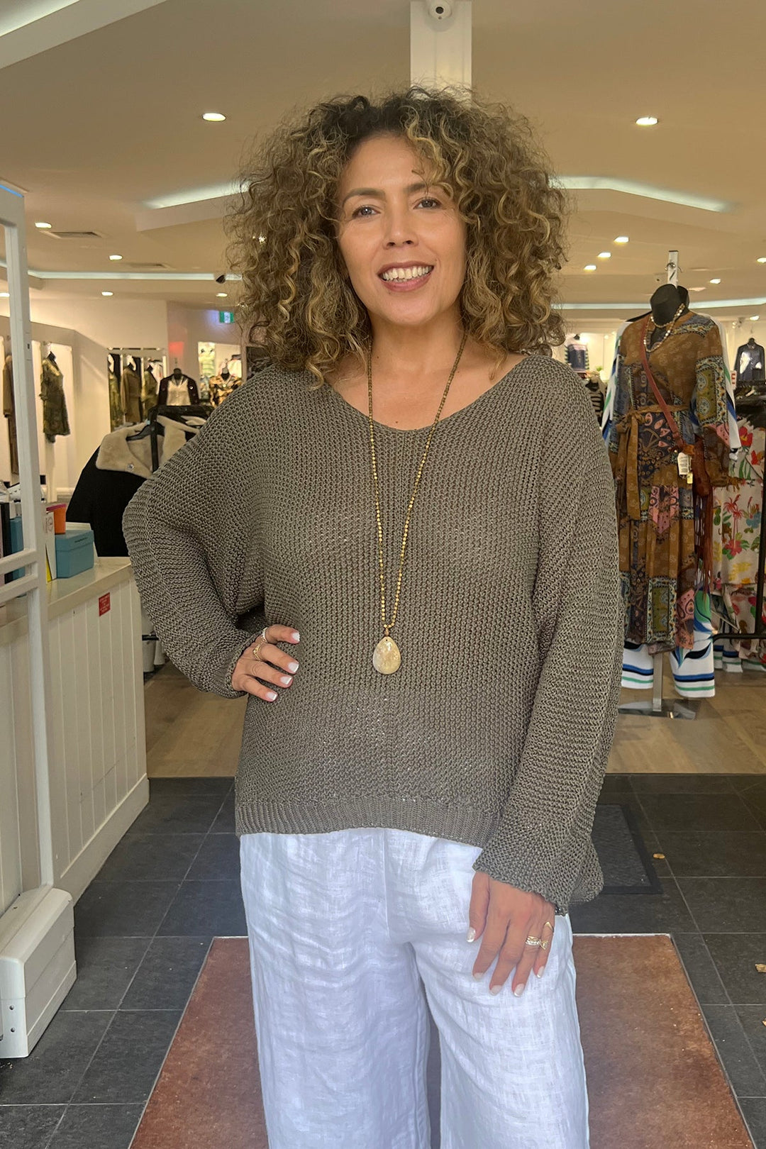 Lilia Knit - Khaki - CG54 - Pizazz BoutiqueCindy G