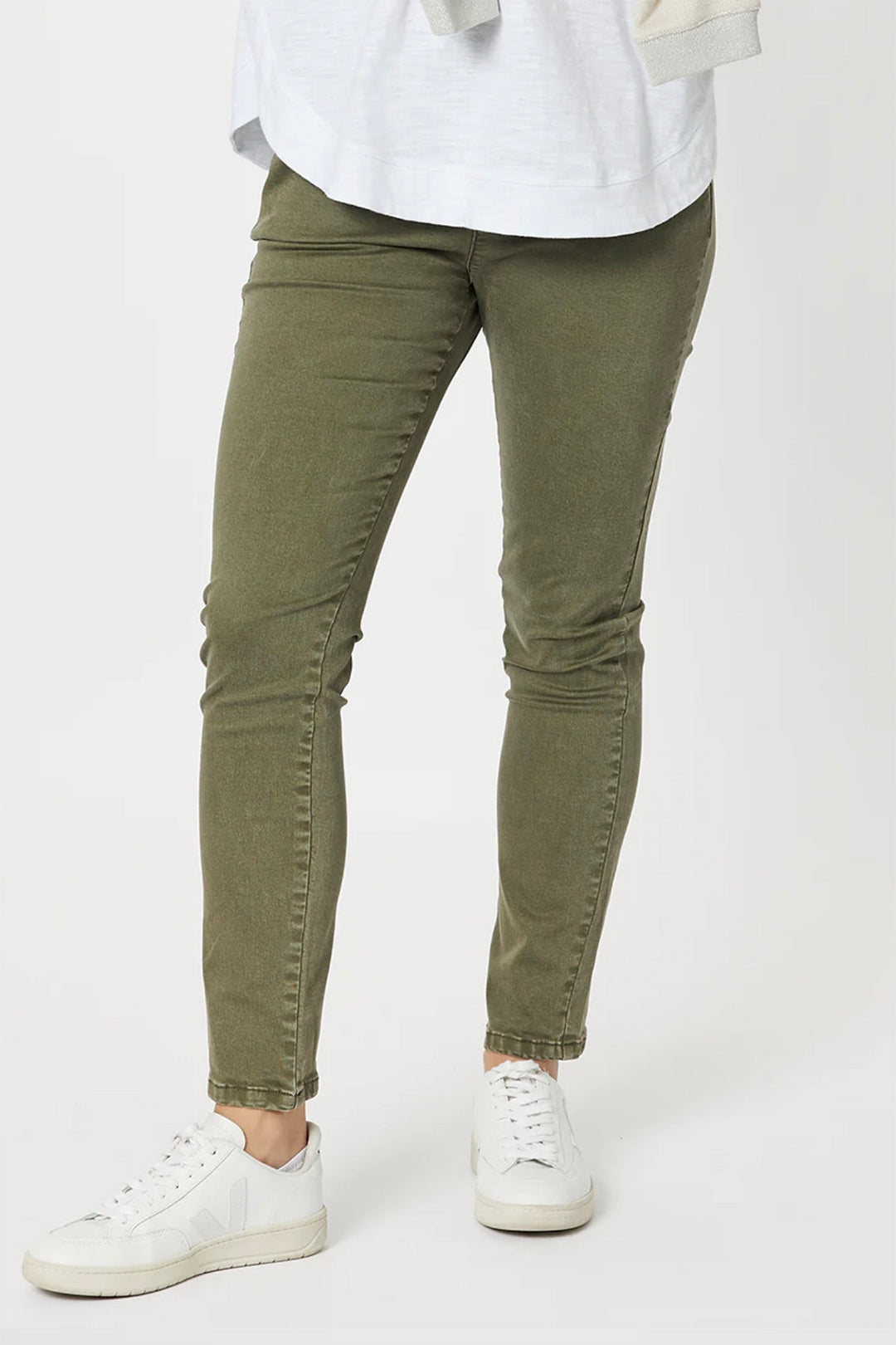 Lily Pull On Slim leg Jeans - Khaki - TZ17 - Pizazz BoutiqueThreadz