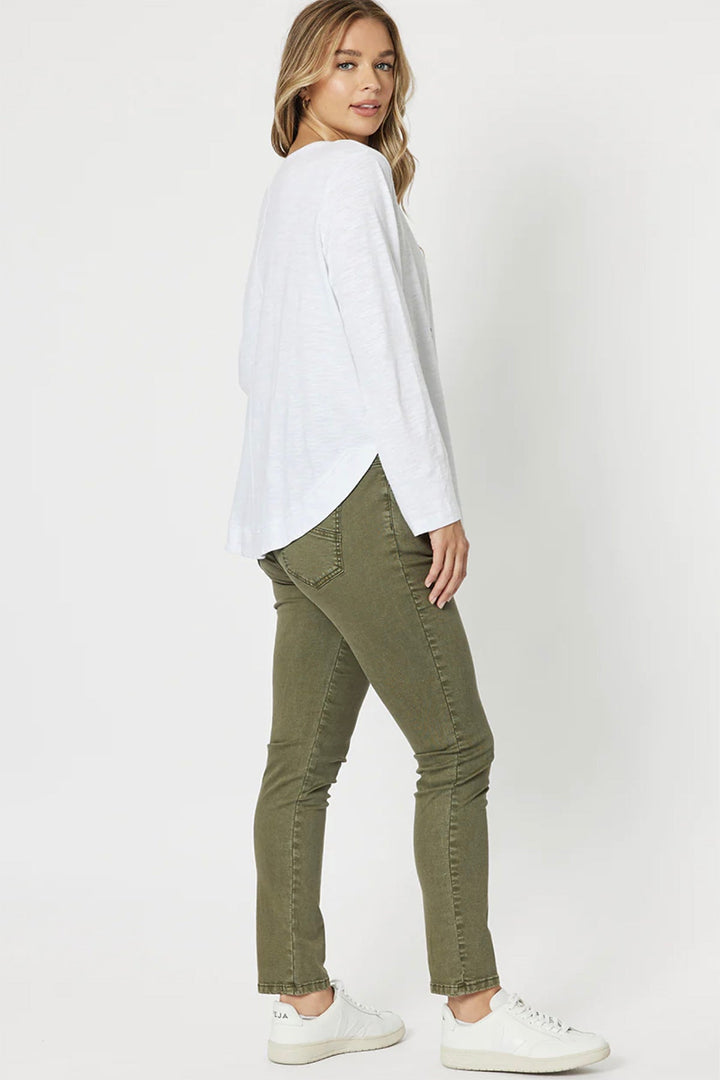 Lily Pull On Slim leg Jeans - Khaki - TZ17 - Pizazz BoutiqueThreadz