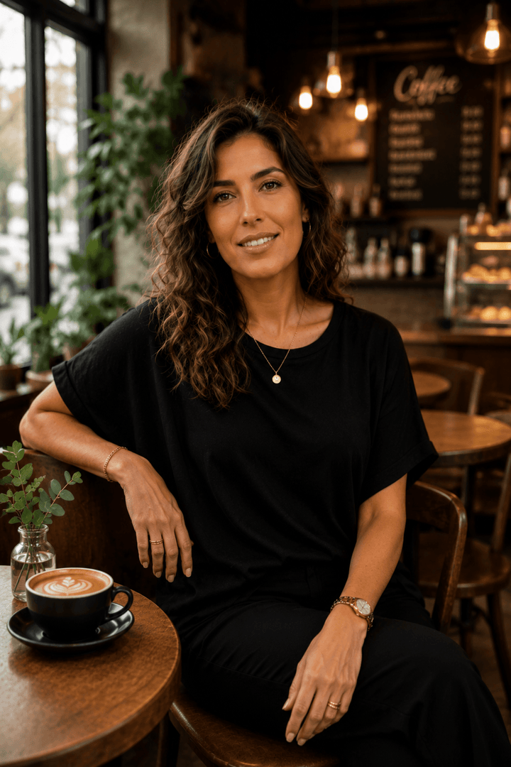 Lina Short Sleeved T-Shirt - Black - BO2 - Pizazz BoutiqueBamboo