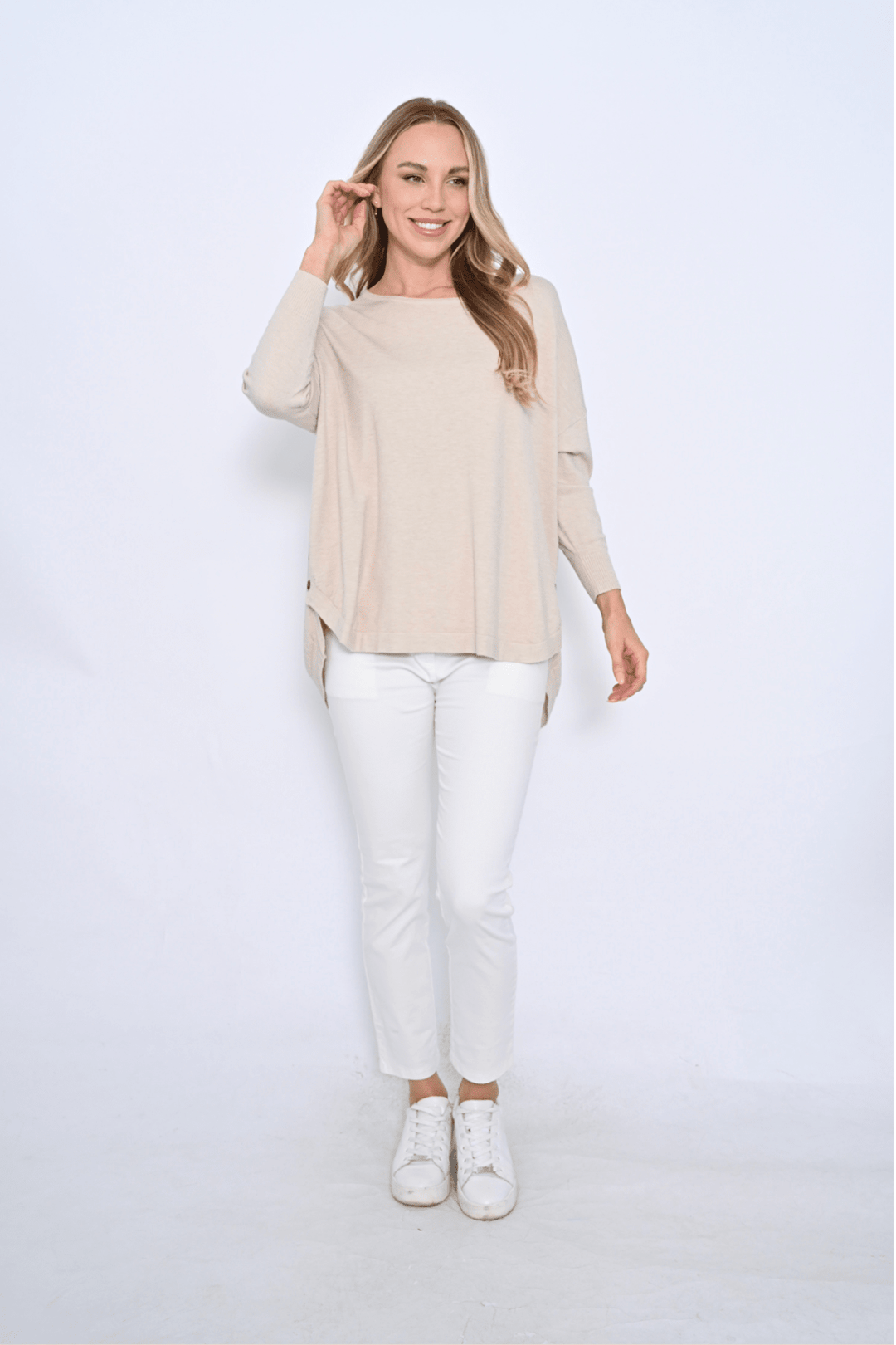 Lindy Jumper - Beige - CC22 - Pizazz BoutiqueCali & Co