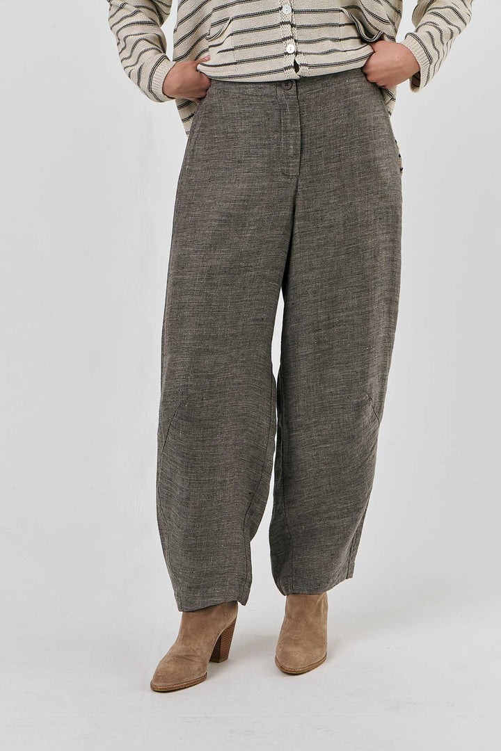 Linen Crop Pant - Starling - OJ31 - Pizazz BoutiqueNaturals By O & J