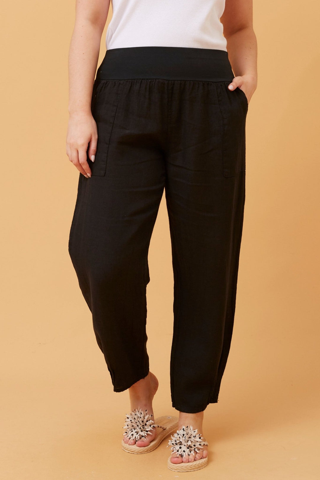 Linen Pant - Black - CK21 - Pizazz BoutiqueCaroline Morgan