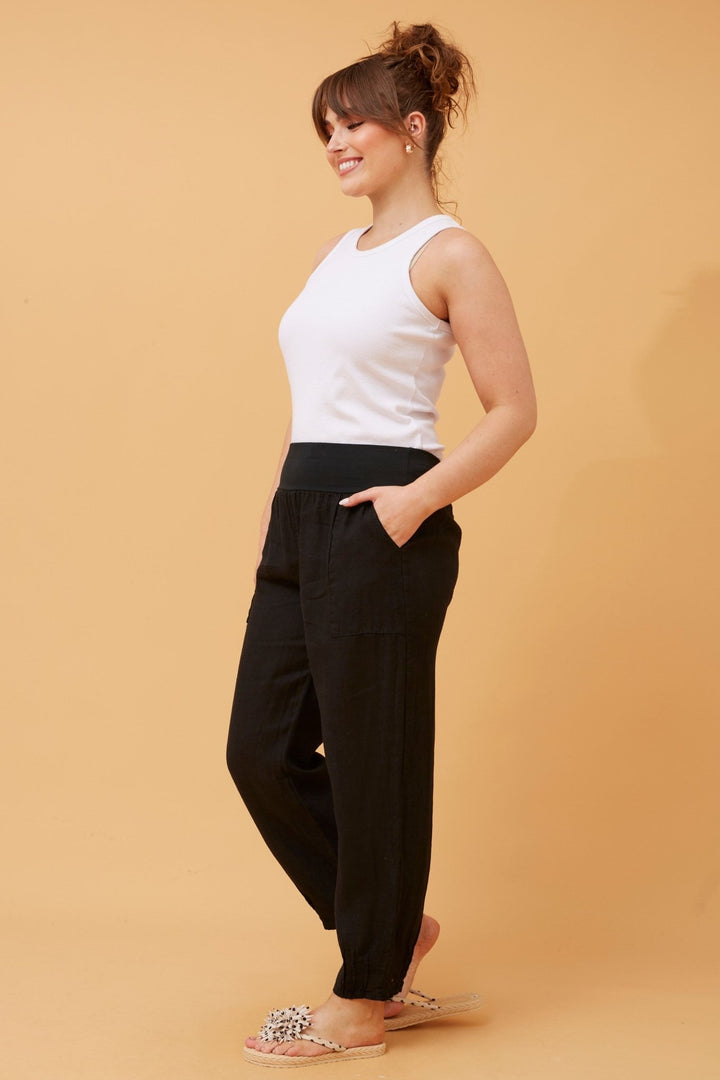 Linen Pant - Black - CK21 - Pizazz BoutiqueCaroline Morgan