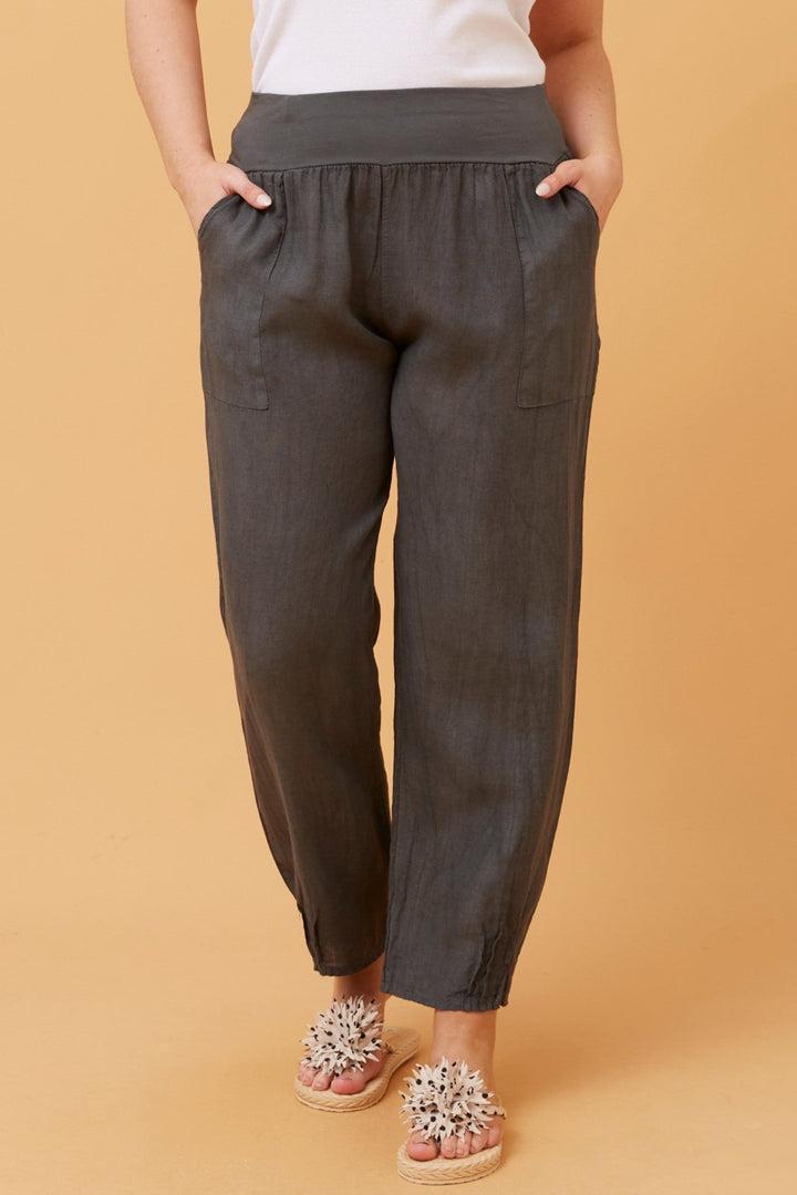 Linen Pant - Charcoal - CK21 - Pizazz BoutiqueCaroline Morgan