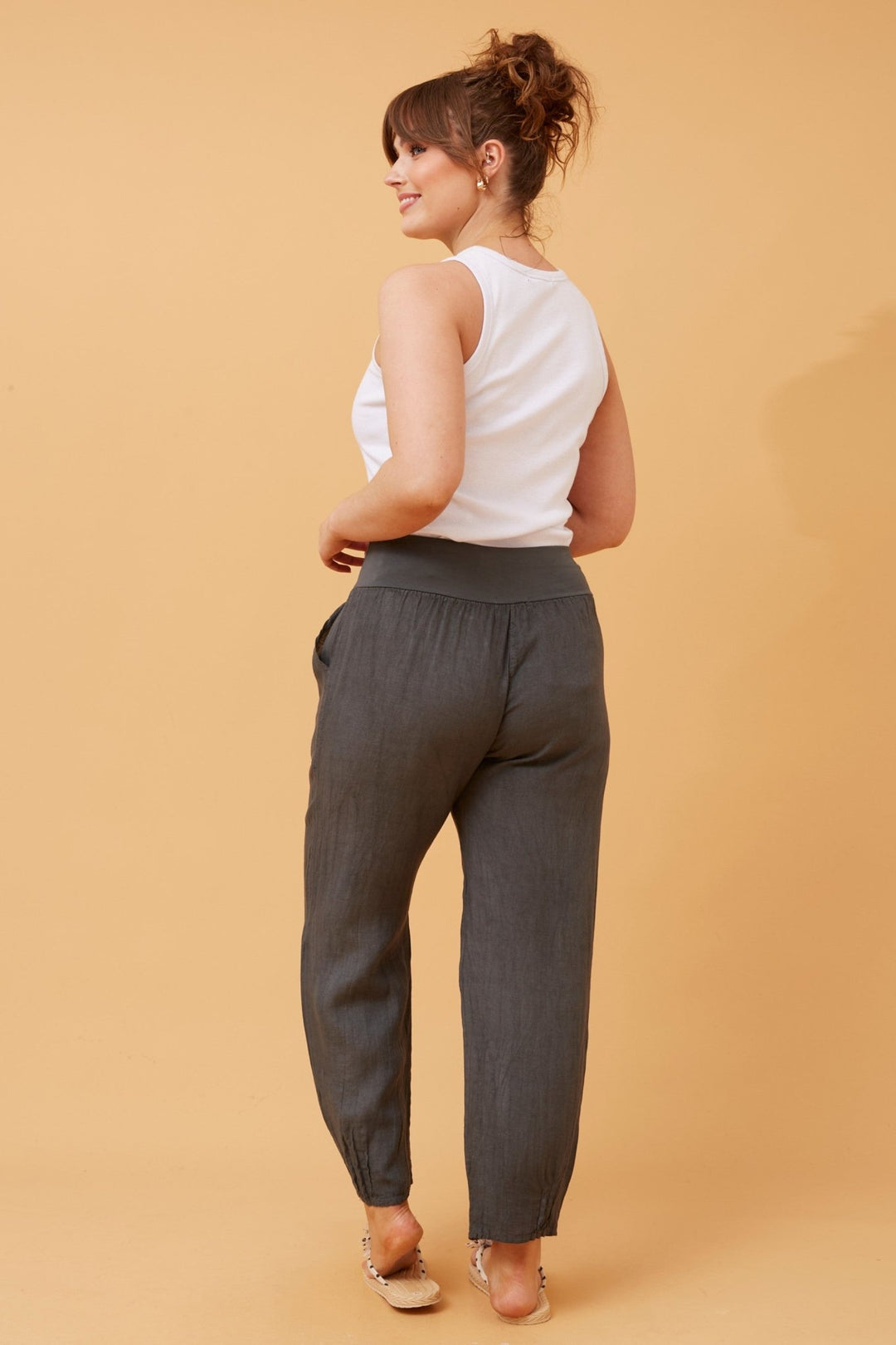 Linen Pant - Charcoal - CK21 - Pizazz BoutiqueCaroline Morgan