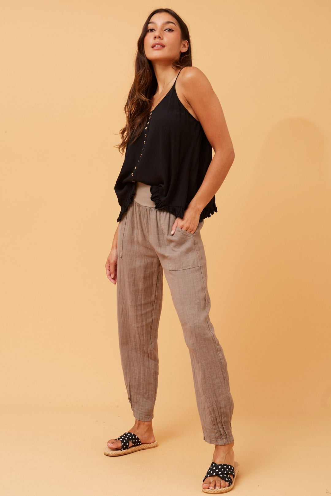Linen Pant - Fango - CK21 - Pizazz BoutiqueCaroline Morgan