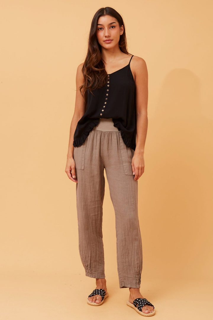 Linen Pant - Fango - CK21 - Pizazz BoutiqueCaroline Morgan