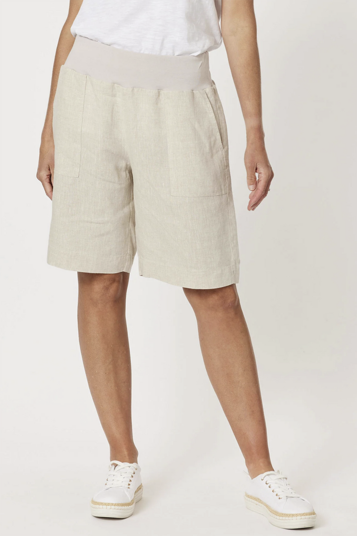 Jersey Waist Linen Shorts - Natural - GS8