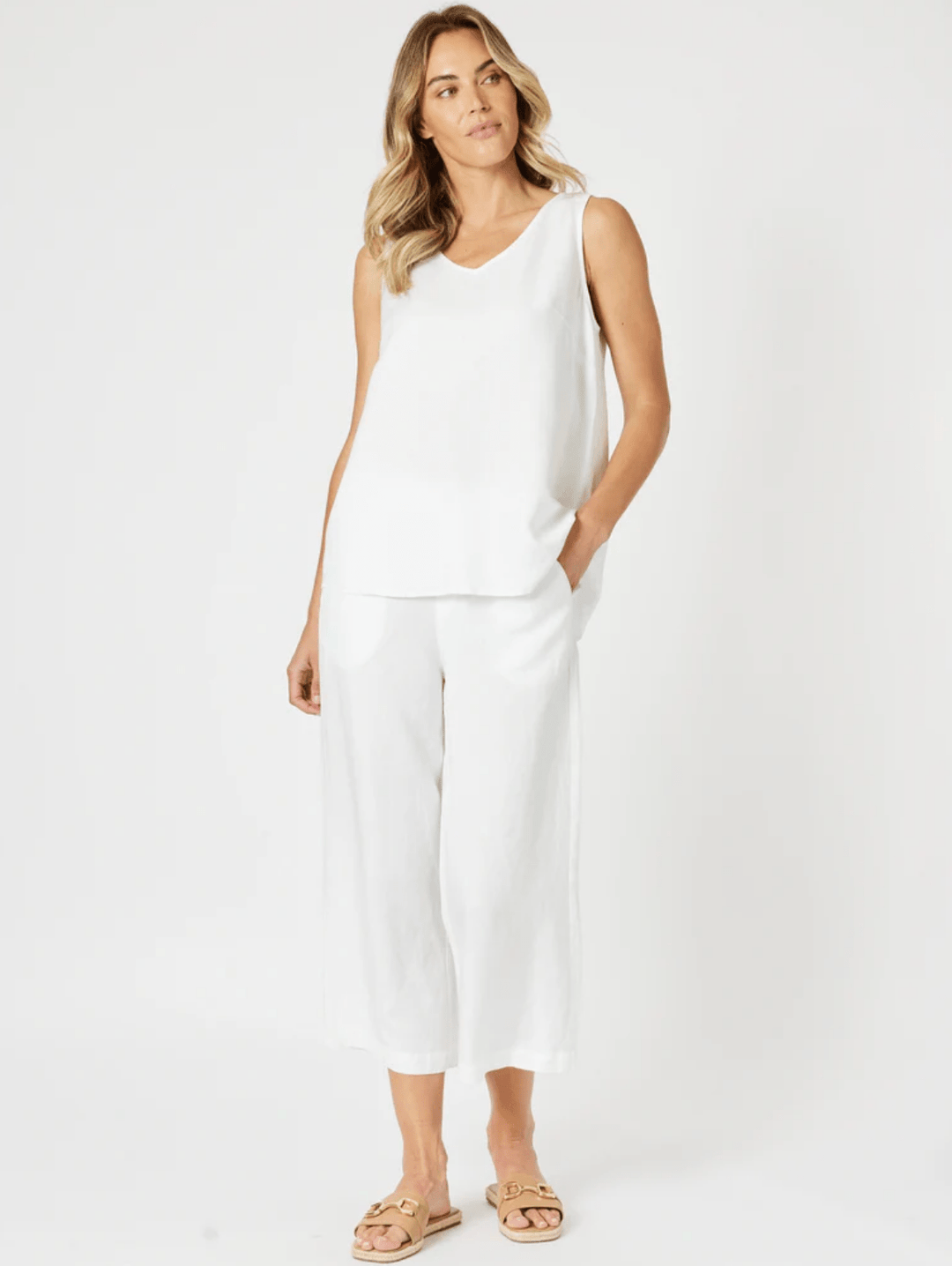Lino Wide Leg Pant - White - GS21 - Pizazz BoutiqueGordon smith
