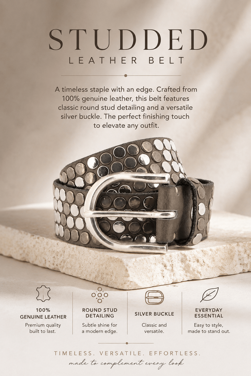 Liv Belt - Taupe - BB2 - Pizazz BoutiqueB Belt