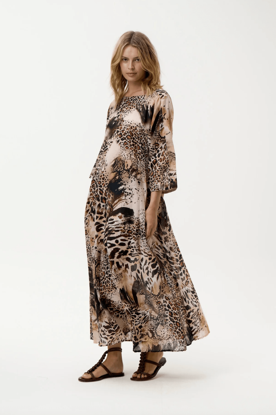 Long Jackie Cote D'Azur Dress - Safari - OS14 - Pizazz BoutiqueOneseason Australia