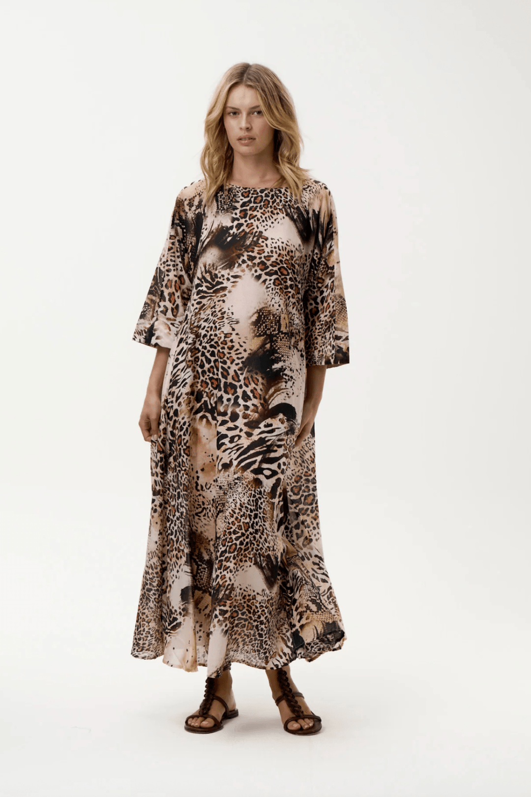 Long Jackie Cote D'Azur Dress - Safari - OS14 - Pizazz BoutiqueOneseason Australia