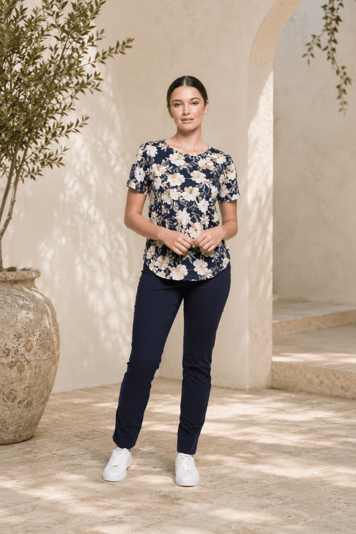 Long Slim Trapeze Pant - True Navy - F28 - Pizazz BoutiqueFoil