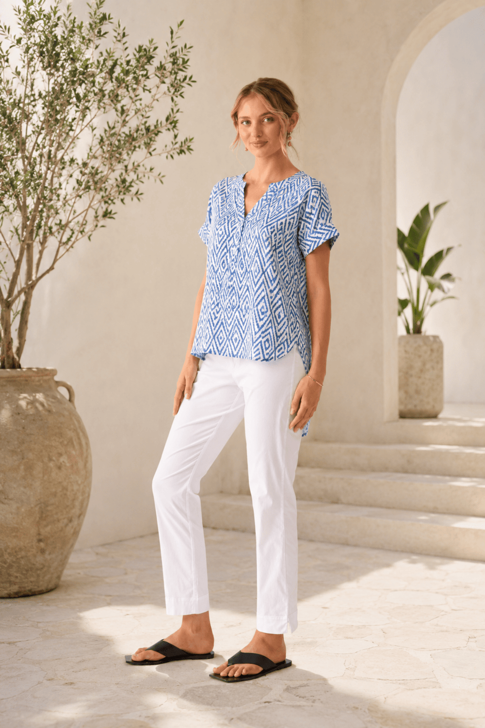 Long Slim Trapeze Pant - White - F28 - Pizazz BoutiqueFoil