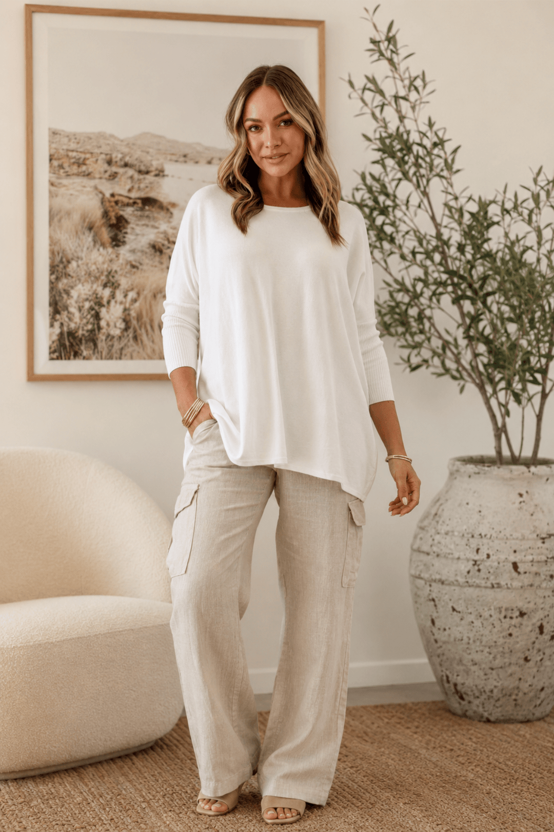 Lounge Jumper - White - SN4 - Pizazz BoutiqueSilence & Noise