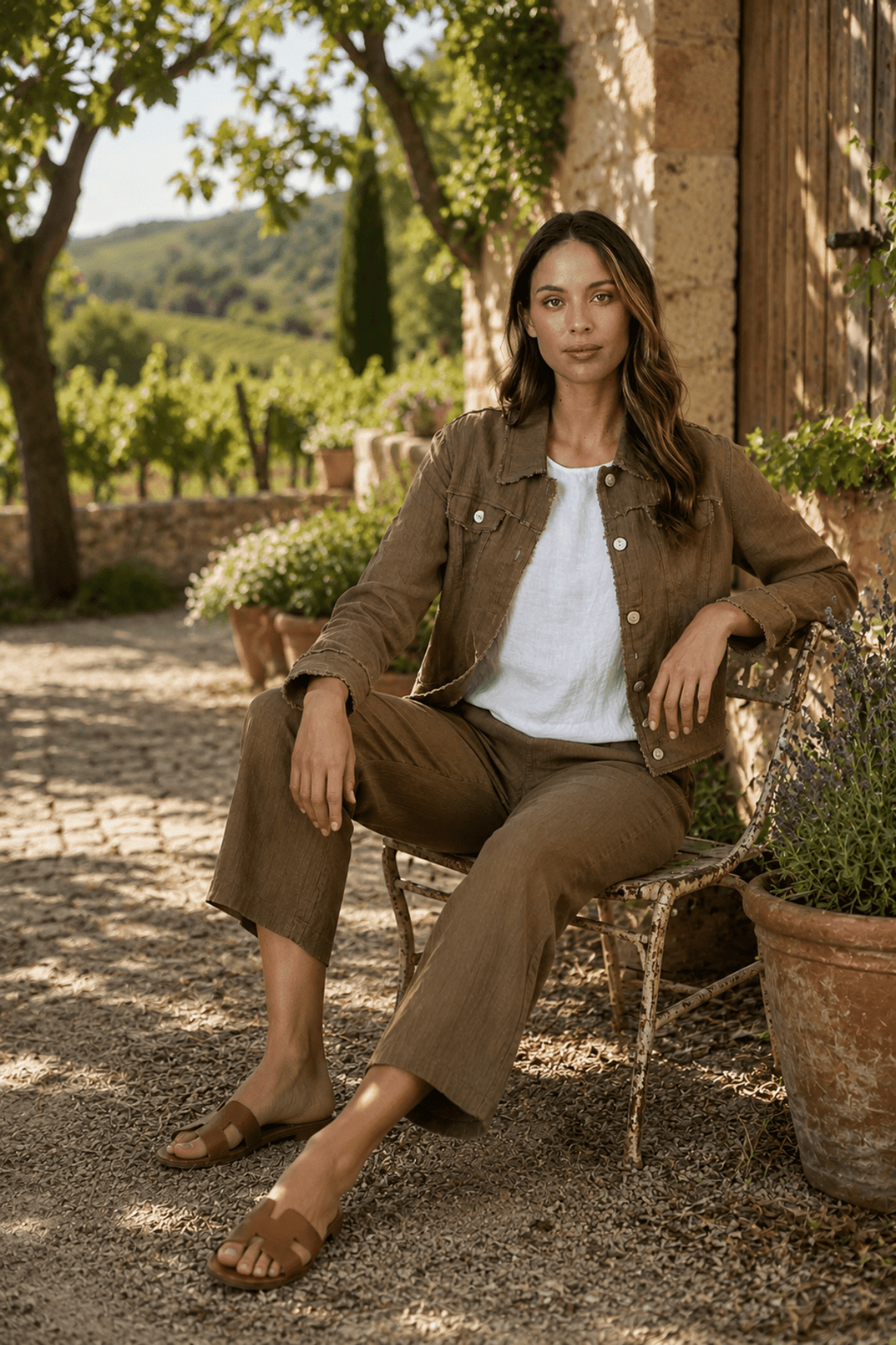 Lucy Linen Jacket - Tobacco - OJ6 - Pizazz BoutiqueNaturals By O & J