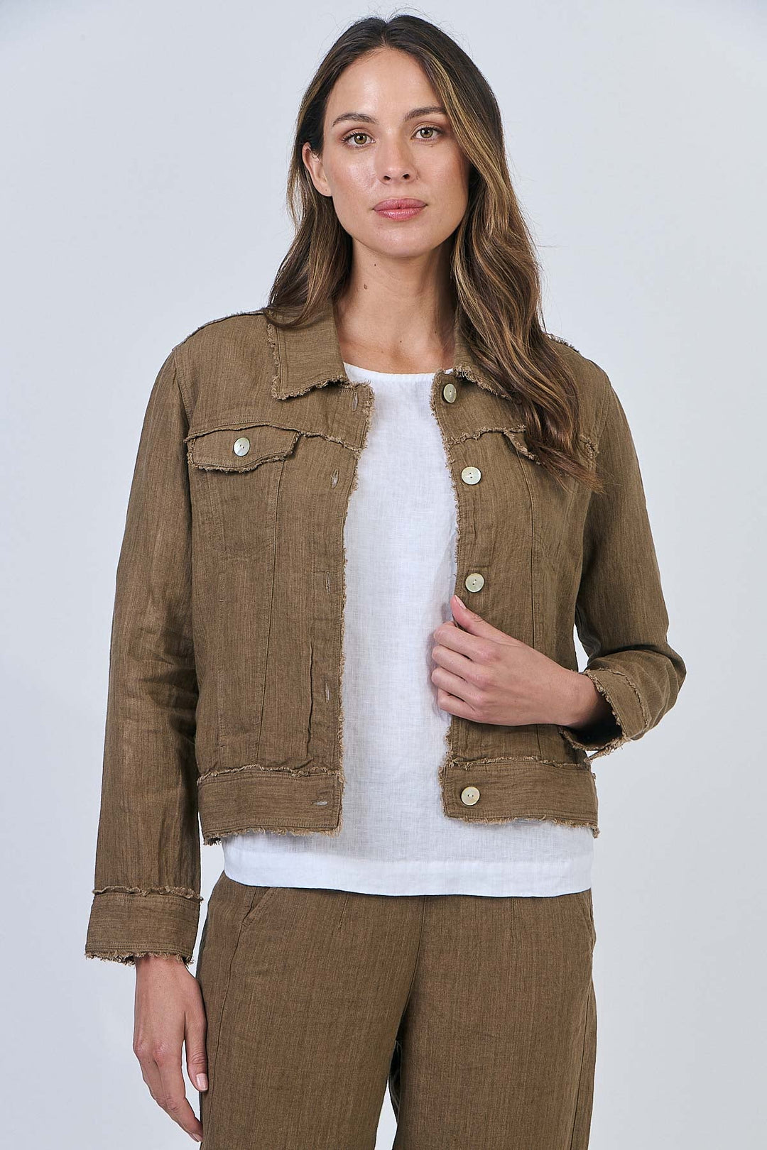 Lucy Linen Jacket - Tobacco - OJ6 - Pizazz BoutiqueNaturals By O & J