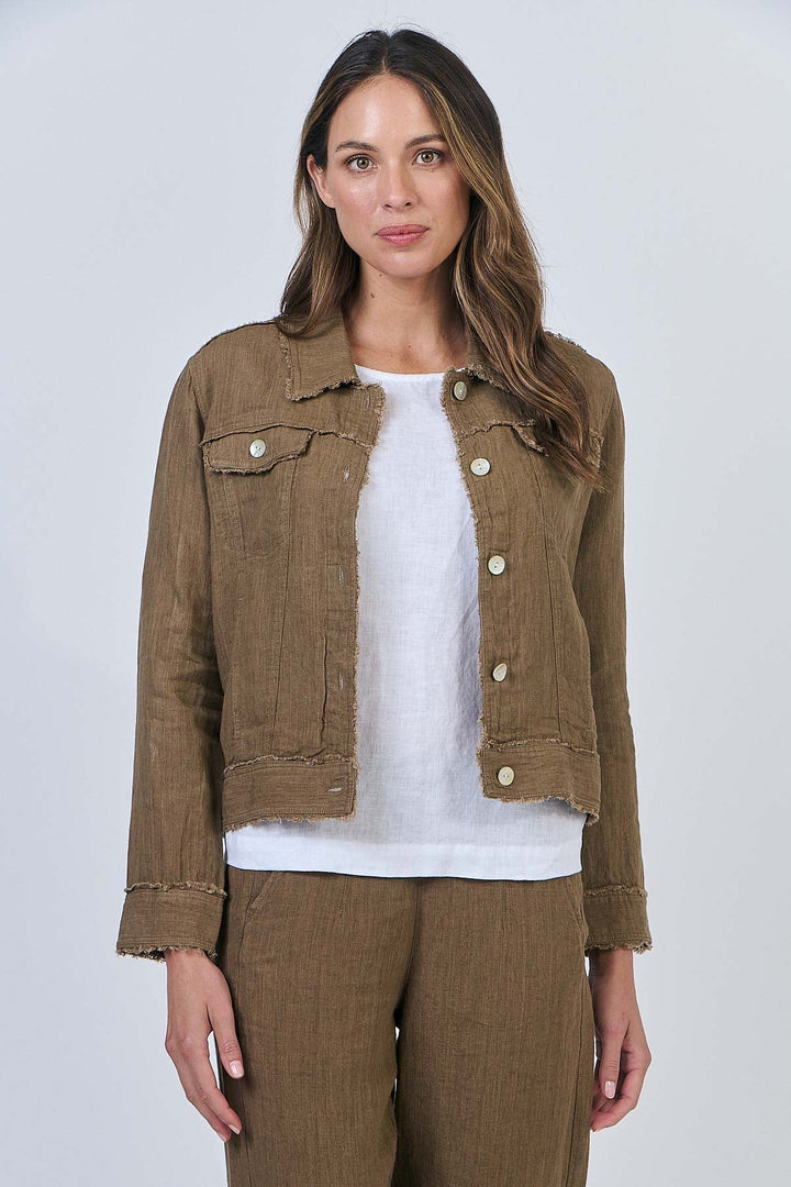 Lucy Linen Jacket - Tobacco - OJ6 - Pizazz BoutiqueNaturals By O & J