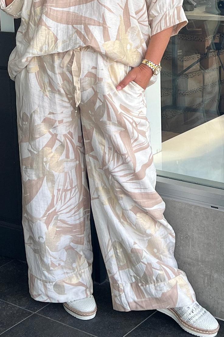 Lucy Print Pants - Natural/Gold - CG49 - Pizazz BoutiqueCindy G
