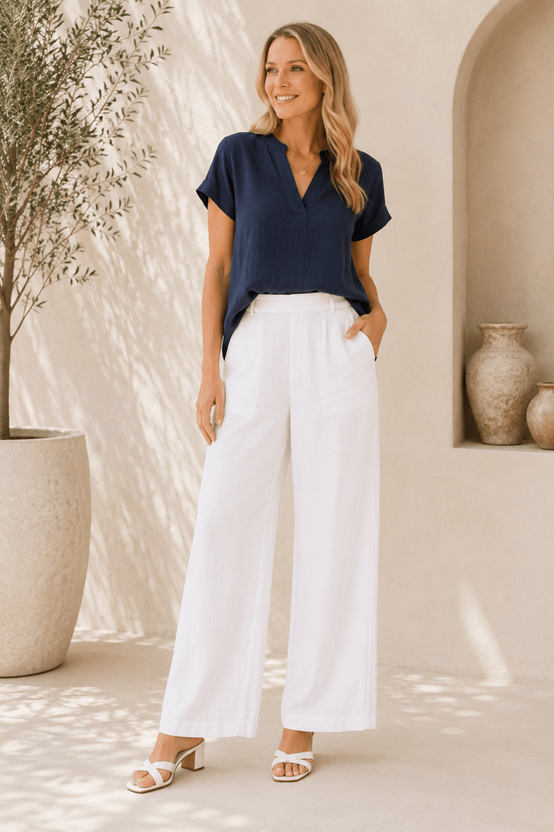 Luella Linen Pant - White - GS49 - Pizazz BoutiqueGordon smith