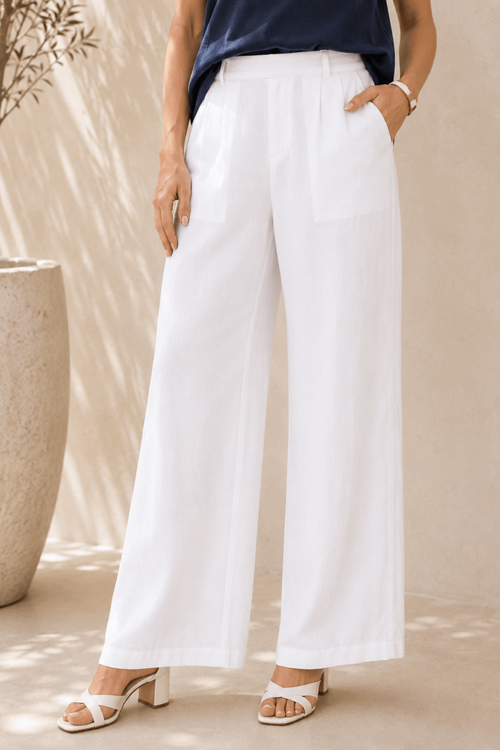 Luella Linen Pant - White - GS49 - Pizazz BoutiqueGordon smith