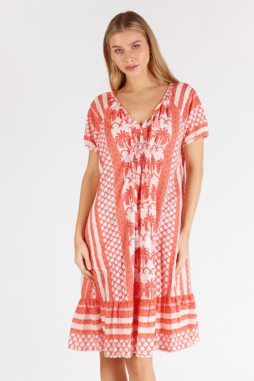 Blakely Shirred Dress - Melon - LL45