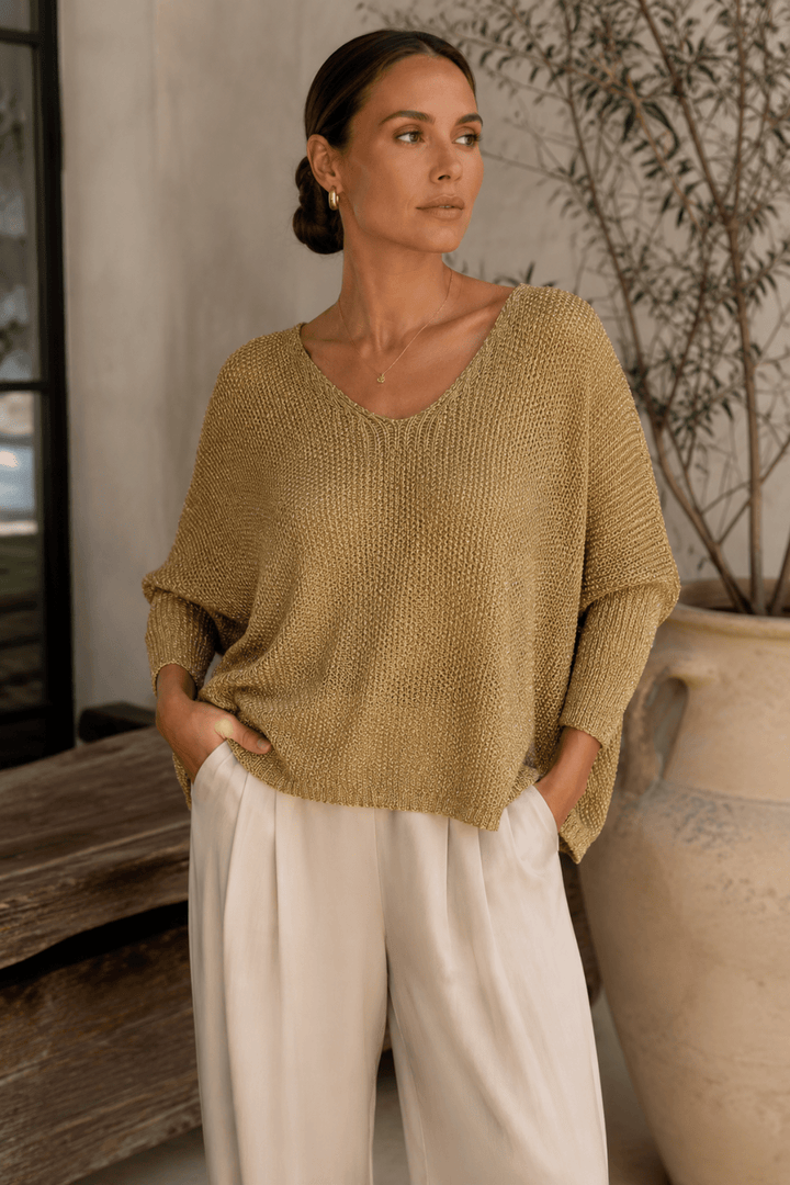Lurex Knit - Gold - CG15 - Pizazz BoutiqueCindy G