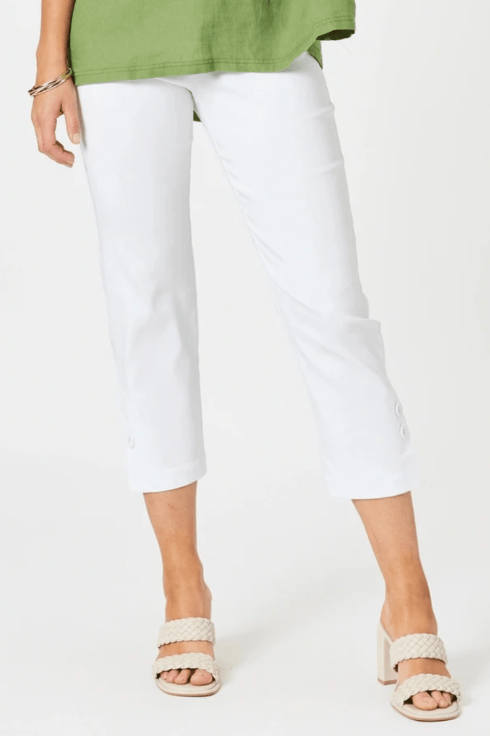 Luzia Twin Button Pant - White - TZ27 - Pizazz BoutiqueThreadz