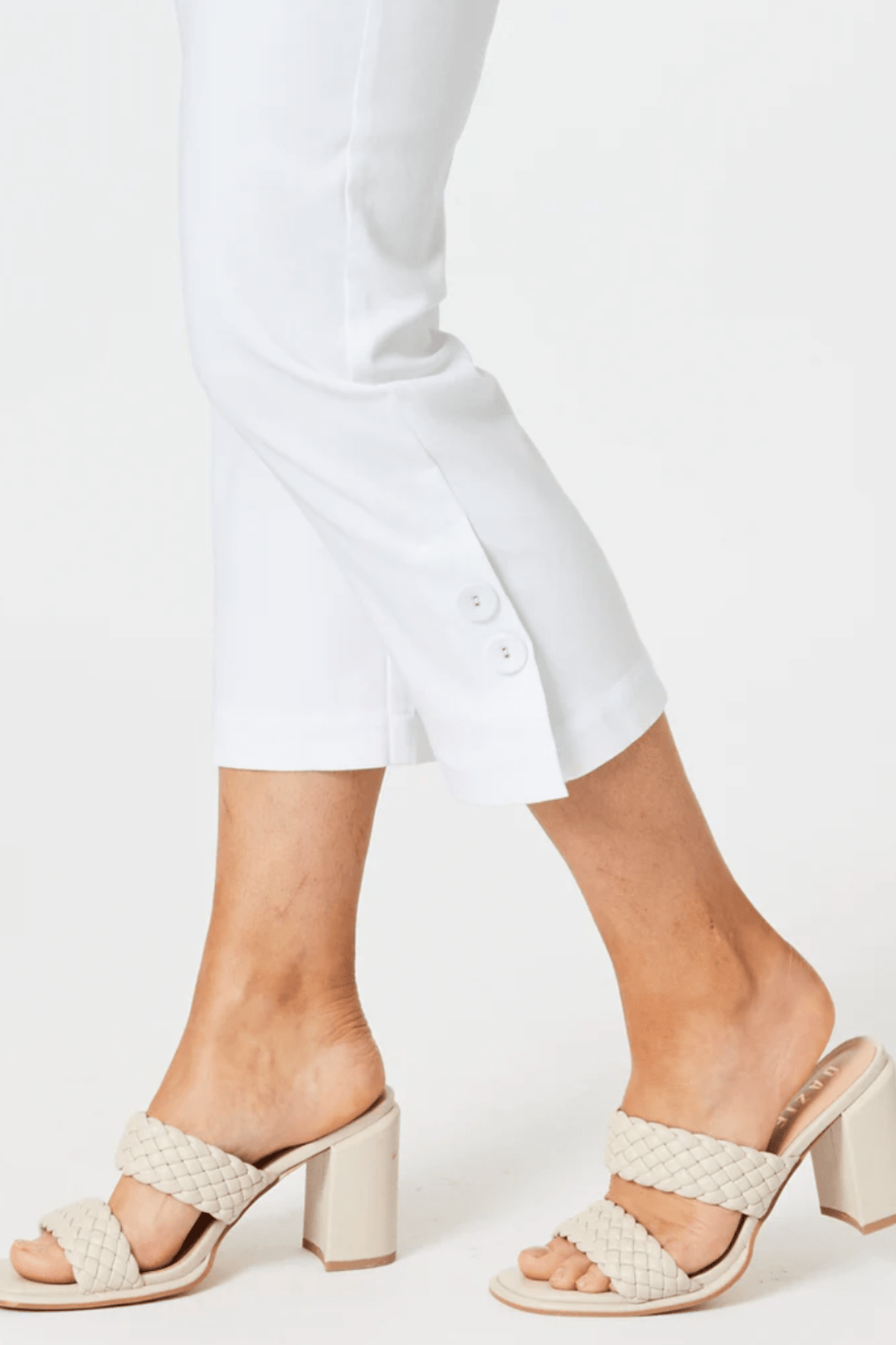 Luzia Twin Button Pant - White - TZ27 - Pizazz BoutiqueThreadz